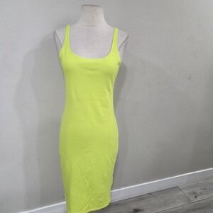Zara Neon Yellow Sleeveless Midi Dress